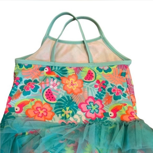 Wonder Nation One-Piece Tutu Swimsuit Aqua Mint 5T - Picture 6 of 7
